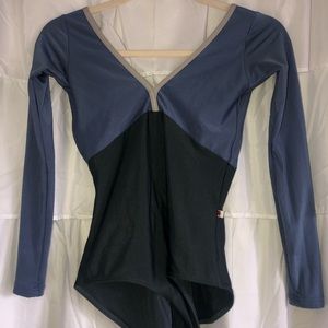 Yumiko Leotard Alicia Long Sleeve Size M Arctic Titanium Silver